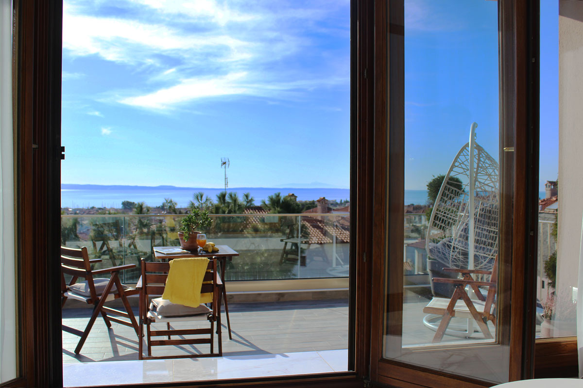 View of the balcony and sea from King Suite apartment